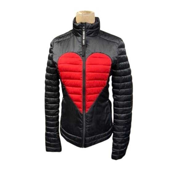 "LOVE MOSCHINO" Puffer Coat Zip Up Heart SZ S (2) Designer EAC Quilted Cropped - Picture 1 of 12